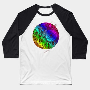 Rainbow Skull and Dreamcatcher Circle Baseball T-Shirt